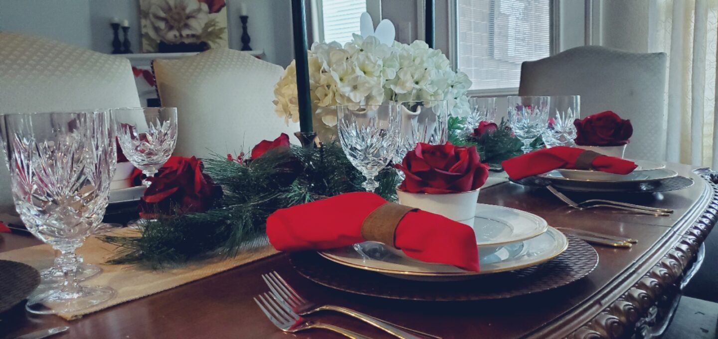 Red Rose Valentine's Tablescape Angle Image